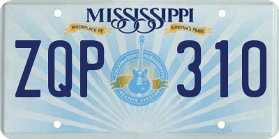 MS license plate ZQP310