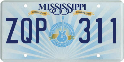 MS license plate ZQP311