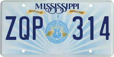 MS license plate ZQP314