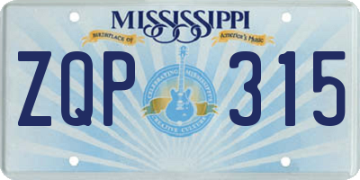 MS license plate ZQP315