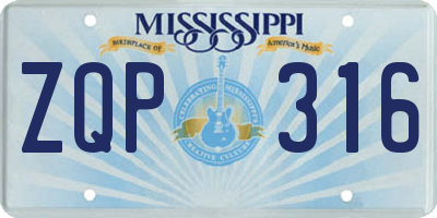 MS license plate ZQP316