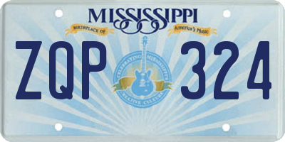 MS license plate ZQP324