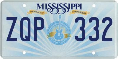 MS license plate ZQP332
