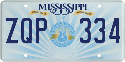 MS license plate ZQP334