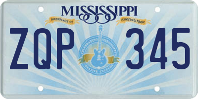 MS license plate ZQP345