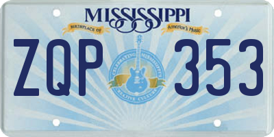 MS license plate ZQP353