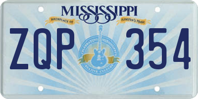 MS license plate ZQP354