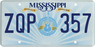 MS license plate ZQP357