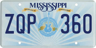 MS license plate ZQP360