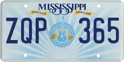 MS license plate ZQP365