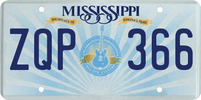 MS license plate ZQP366