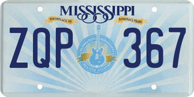 MS license plate ZQP367