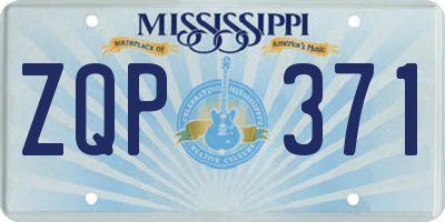 MS license plate ZQP371