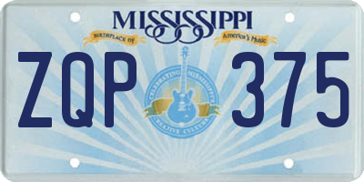 MS license plate ZQP375