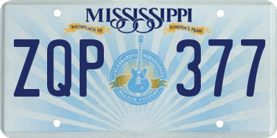 MS license plate ZQP377