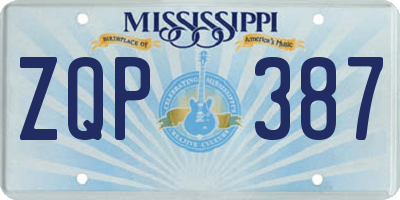 MS license plate ZQP387