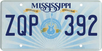 MS license plate ZQP392