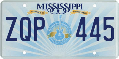 MS license plate ZQP445