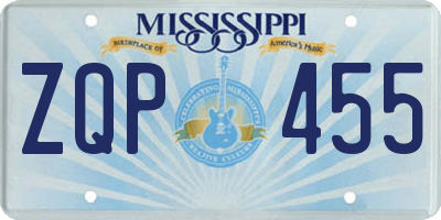 MS license plate ZQP455