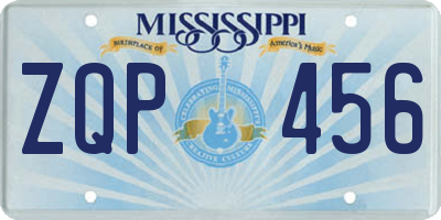 MS license plate ZQP456