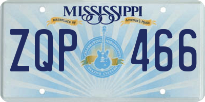 MS license plate ZQP466