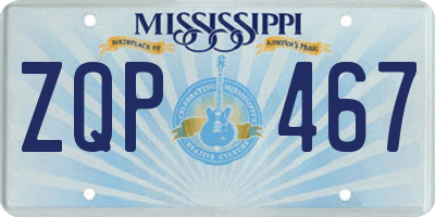 MS license plate ZQP467