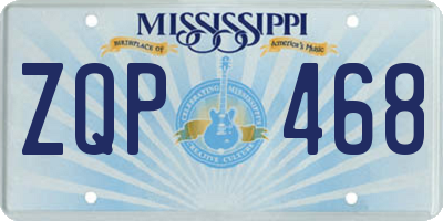 MS license plate ZQP468