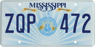 MS license plate ZQP472