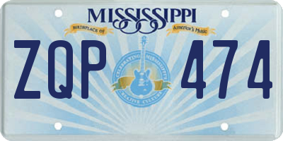 MS license plate ZQP474