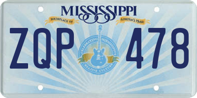 MS license plate ZQP478
