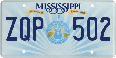 MS license plate ZQP502