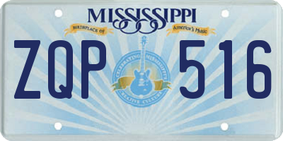 MS license plate ZQP516