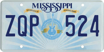 MS license plate ZQP524