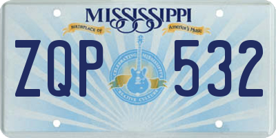 MS license plate ZQP532