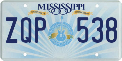 MS license plate ZQP538