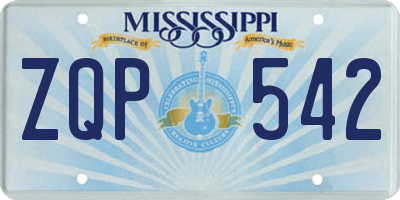 MS license plate ZQP542