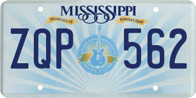 MS license plate ZQP562