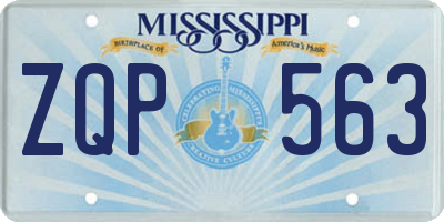 MS license plate ZQP563
