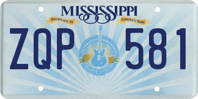 MS license plate ZQP581
