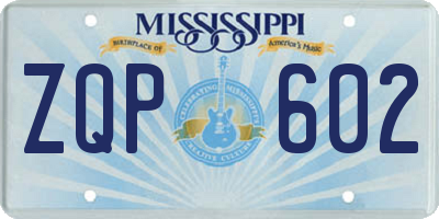 MS license plate ZQP602