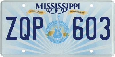 MS license plate ZQP603