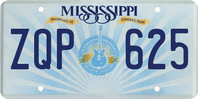 MS license plate ZQP625