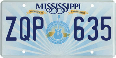 MS license plate ZQP635