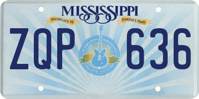 MS license plate ZQP636