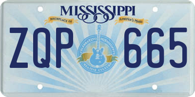 MS license plate ZQP665