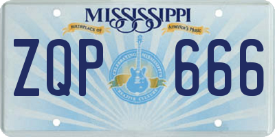 MS license plate ZQP666