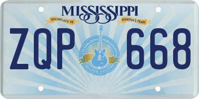 MS license plate ZQP668