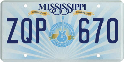 MS license plate ZQP670