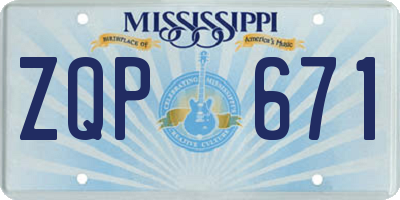 MS license plate ZQP671
