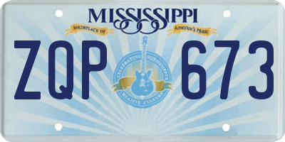 MS license plate ZQP673